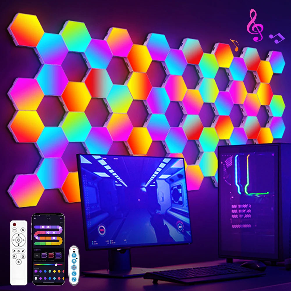 Luzes de Parede RGB Smart LED - Várias Combinações, Iluminação Inteligente, Sincronização com Música Luzes de Parede RGB Smart LED - Várias Combinações, Iluminação Inteligente, Sincronização com Música
